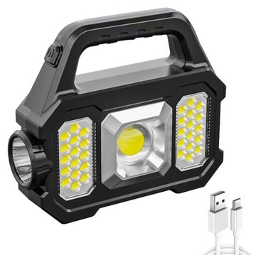 LATARKA LED AKUMULATOROWA SZPERACZ MOCNY 7 TRYBÓW POWERBANK USB ZOOM ZD103