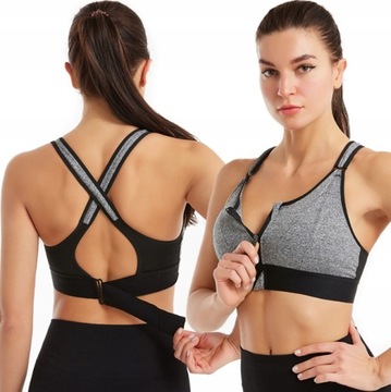 Biustonosz Stanik Z Suwakiem Fitness Top sport Bra