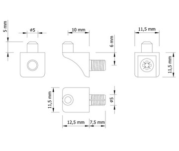 100X ВИНТОВАЯ ПОДДЕРЖКА ПОЛКИ, ПОДДЕРЖКА ПОЛКИ, БЕЛАЯ РУЧКА