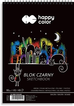 BLOK SZKICOWNIK NA SPIRALI BIAŁY A5 40 ARKUSZY 80g/m2 BEZKWASOWY ZIARNISTY