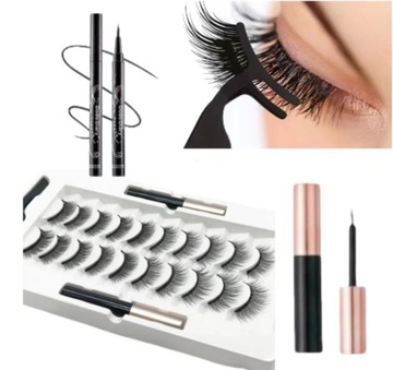 НАКЛАДНЫЕ МАГНИТНЫЕ РЕСНИЦЫ 10 ШТ + ПИНЦЕТ + ПОДВОДКА ДЛЯ ГЛАЗ