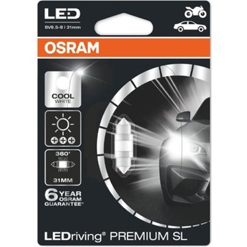 OSRAM Żarówka C5W 31mm LEDriving SL Festoon 6000K