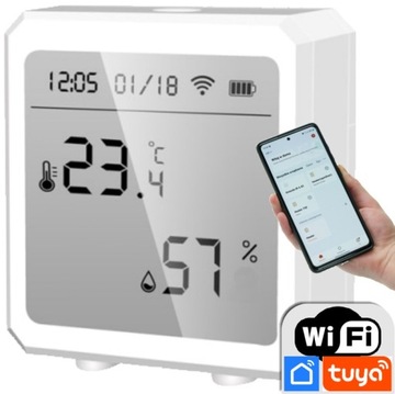 Czujnik temperatury wilgotności WiFi Tuya LCD +bat