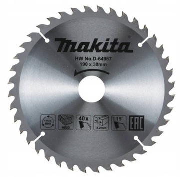 MAKITA D-64967 tarcza do drewna 190x30mm 40Z