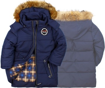 Parka kurtka zimowa granatowa futerko ciepła 104