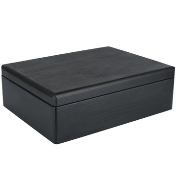 Черный деревянный ящик с крышкой, 40х30х14 см.