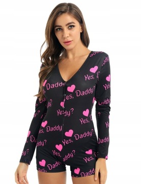 Women Yes Daddy Letter Leopard Printed Sleepwear J