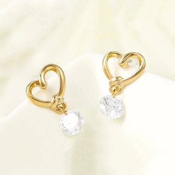 Hollow Gold Color Heart Shiny Dangle Earrings Mini