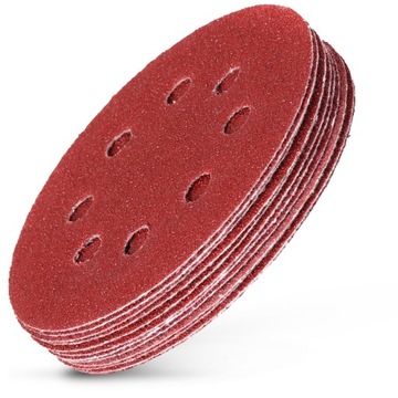 KRĄŻKI ŚCIERNE NA RZEP 125 mm. P80 PAPIERY DO SZLIFERKI Z OTWORAMI 10szt