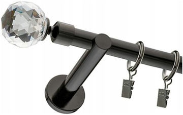 KARNISZ CRYSTAL CZARNY POJEDYNCZY 19mm 240 cm