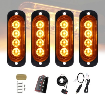 LAMPY OSTRZEGAWCZE LED LAWETA POMOC STROBOSKOPY KOGUT DO ATRAPY POMARAĆZOWE
