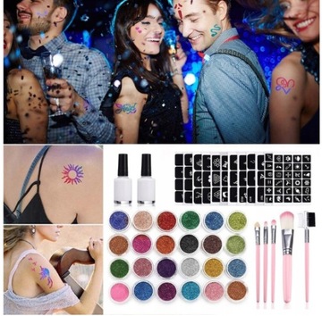 БОЛЬШОЙ НАБОР ДЛЯ ДЕЛАНИЯ БЛЕСКОВЫХ ТАТУ, ШАБЛОНЫ СДЕЛАЙ САМ