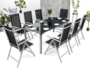 САДОВЫЙ КОМПЛЕКТ СТЕКЛЯННЫЙ СТОЛИК 8К САДОВАЯ МЕБЕЛЬ