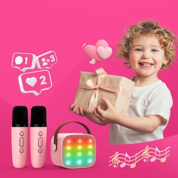 ZESTAW DO KARAOKE Z 2 MIKROFONAMI MASZYNA DO KARAOKE LED PREZENT DLA DZIECI