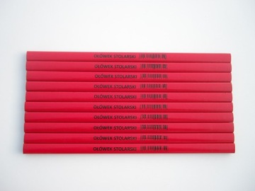 OŁÓWEK STOLARSKI BUDOWLANY CZERWONY 250mm - 10 SZT
