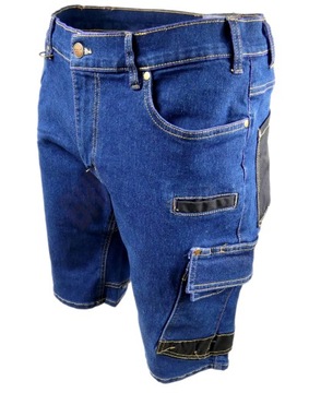 ELASTYCZNE KrÓtKiE sPoDeNkI ROBOCZE szorty JEANS spodnie ROZCIĄGLIWE R. M