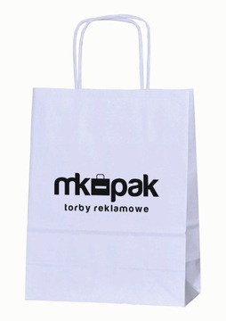 TORBA PAPIEROWA Z TWOIM LOGO NADRUKIEM BIAŁA 18X8X21 A5 500 SZT