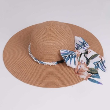 Duży Słomkowy kapelusz damski falowany plażowy