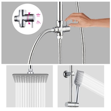 Термостатический смеситель для душа GROHE + кубический тропический душ Reihe КОЛОННА