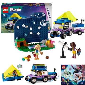 LEGO Friends 42603 Kamper z mobilnym obserwatorium gwiazd teleskop piesek