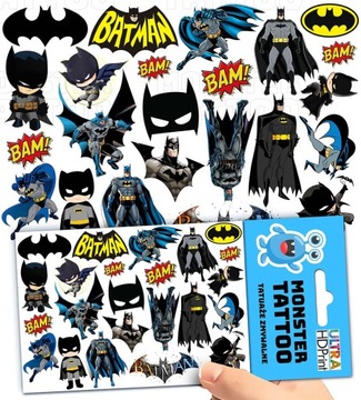 TATUAŻE ZMYWALNE TYMCZASOWE DLA DZIECI DZIECIĘCE BATMAN WZORY ORYGINALNE