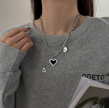 Кулон «Я люблю тебя» в стиле панк-гот с двойным сердцем