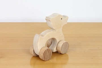 Деревянная фигурка утки на колесах, деревянная утка-катание