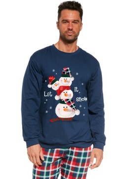 Piżama świąteczna męska Cornette 115/236 Snowman r. XXL bałwan kratka