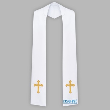 Stuła haftowana szeroka (do koncelebry) - biała