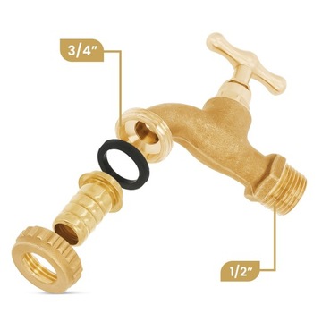 САДОВЫЙ КРАН, ЛАТУННЫЙ СЛИВНОЙ КЛАПАН 1/2 X 3/4 GZ, БЫСТРО СОЕДИНИТЕЛЬ ДЛЯ ВОДЯНОГО ШЛАНГА