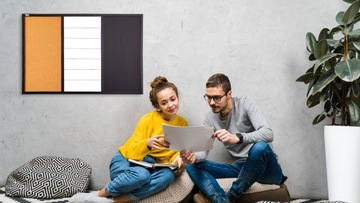 Магнитная доска 3 в 1, пробка, мел, сухое стирание COMBI 90х60 см