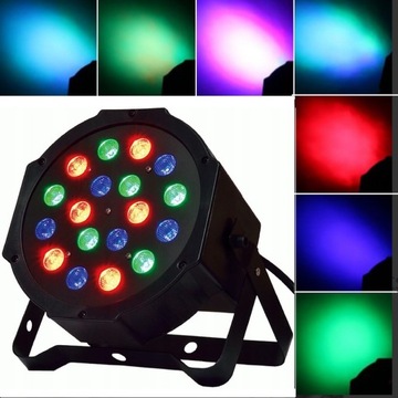 KOLOROFON DYSKOTEKOWY REFLEKTOR LED LASEROWY PROJEKTOR PARTY RGB DMX 18W