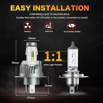 2x СВЕТОДИОДНЫЕ ЛАМПЫ ДЛЯ ЗАМЕНЫ ГАЛОГЕННЫХ ЛАМП ДЛЯ АВТОМОБИЛЬНЫХ МОТОЦИКЛОВ