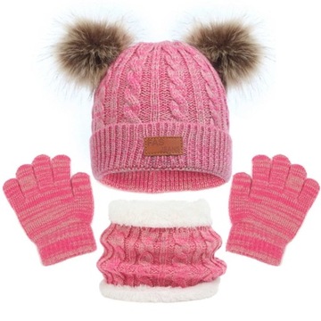 Вязаная зимняя шапка, перчатки, шейный шарф, детские принадлежности, теплая вязаная шапка, перчатки S