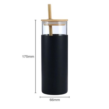 Соломенная кружка, многоразовая стеклянная ручка, для чая на вынос, черная