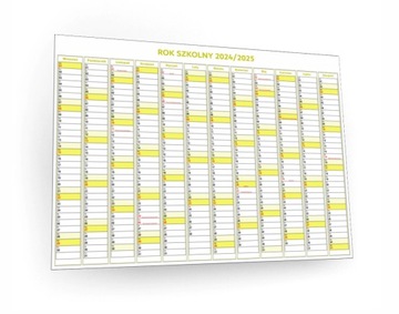 Planer kalendarz terminarz szkolny 2024/2025 wielkoformatowy 90x60 YELLOW