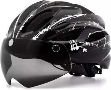 KASK ROWEROWY Z OKULARAMI MAGNETYCZNYMI lampka EPS + PC