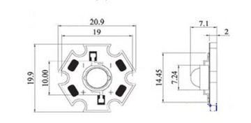 Power LED 1W ROYAL BLUE 445nm PCB - 5 шт.