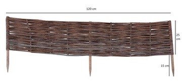 Palisada wiklinowa H25 - L120 płotek z wikliny