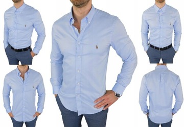 5 KOSZULA RALPH LAUREN POLO BŁĘKIT OXFORD SLIM M