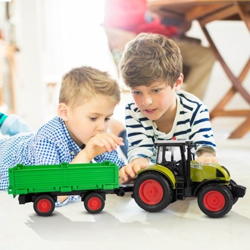 TRAKTOR ROLNICZY FARMERA Z PRZYCZEPĄ INTERAKTYWNY JEŹDZI ŚWIATŁO DŹWIĘK