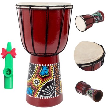 Djembe bębenek afrykański 30 cm 6” malowany drewniany handmade bęben kazoo
