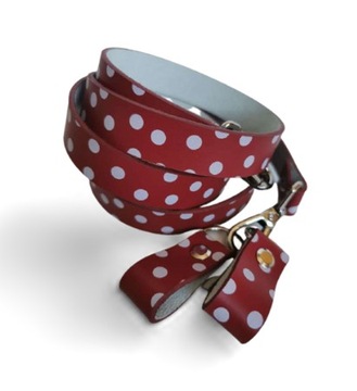 Zestaw pasek 120cm + zaczepy skóra czerwone dots kropki do obag bagobag