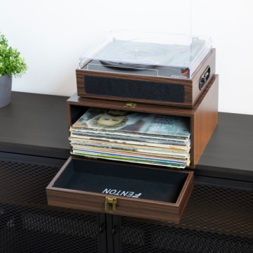 Проигрыватель с динамиками, футляр для пластинок BT + VINYL