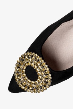 BALERINY DAMSKIE WSUWANE PÓŁBUTY SKÓRZANA WKŁADKA ELEGANCKA OZDOBA r 38