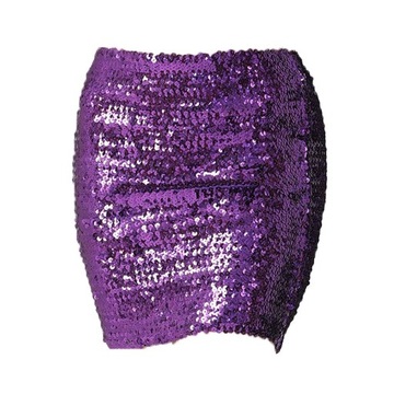 Módne dámske dievčenské sukne Mini flitre krátke fialové