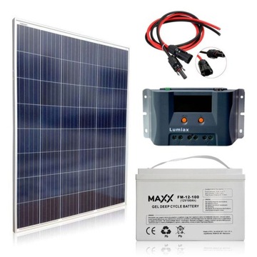 ZESTAW KOMLET SOLARNY PANEL SŁONECZNY 275W AKU 100Ah ŻELOWY REGULATOR MPPT