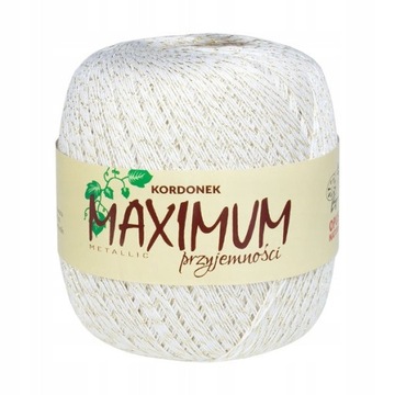 Kordonek MAXIMUM Metallic Biało - Złoty 100g/565m