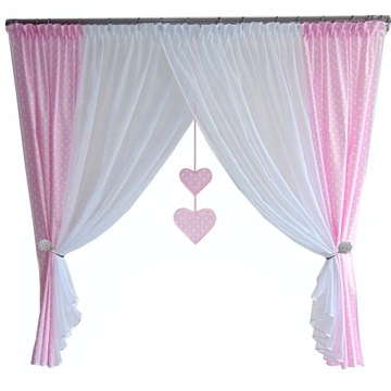 Firana z serduszkami i magnesami 400x160 kolory