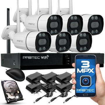 Kompletny monitoring WiFi zestaw 6 kamer 3Mpx FHD